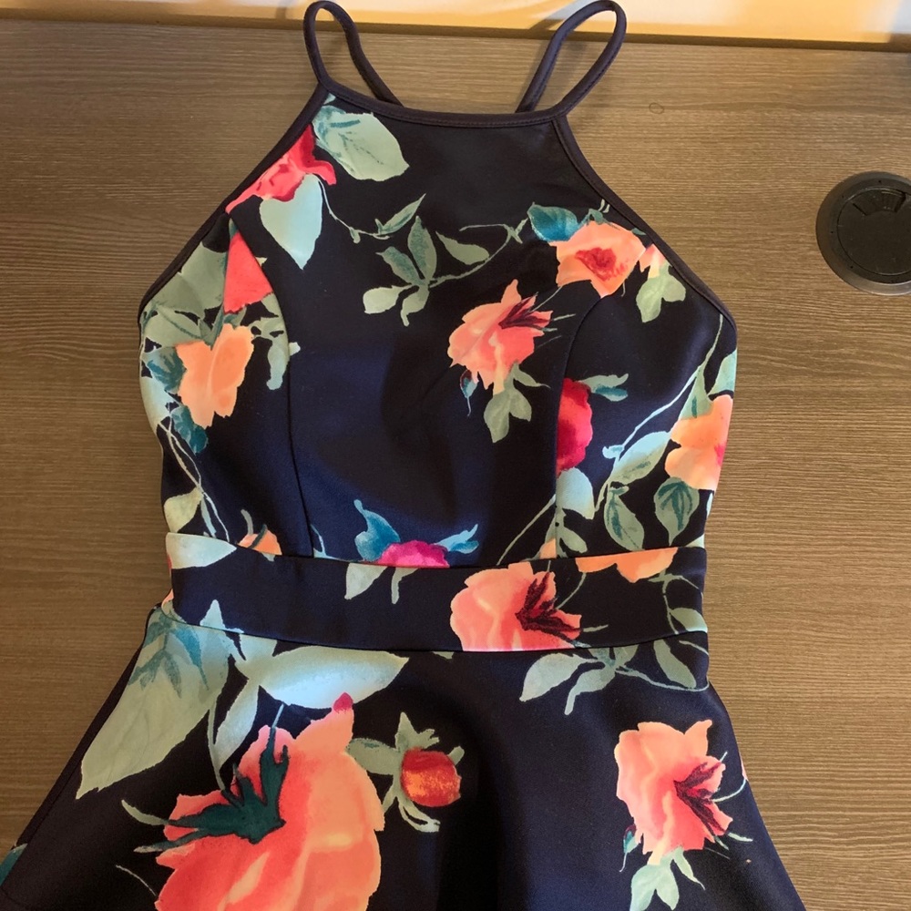 Navy Blue Floral Dress